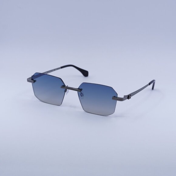 Palm Angels PERI10G QUARTZ 1007 Sunglasses Gunmetal Geometric Frame, Blue Lenses - Picture 5 of 11